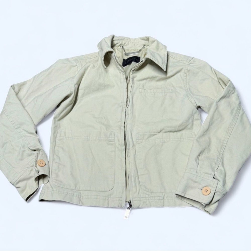 Express Beige Zip Up Large Pocket Jacket